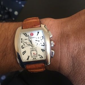 Michele men's watch w/ genuine crocodile strap